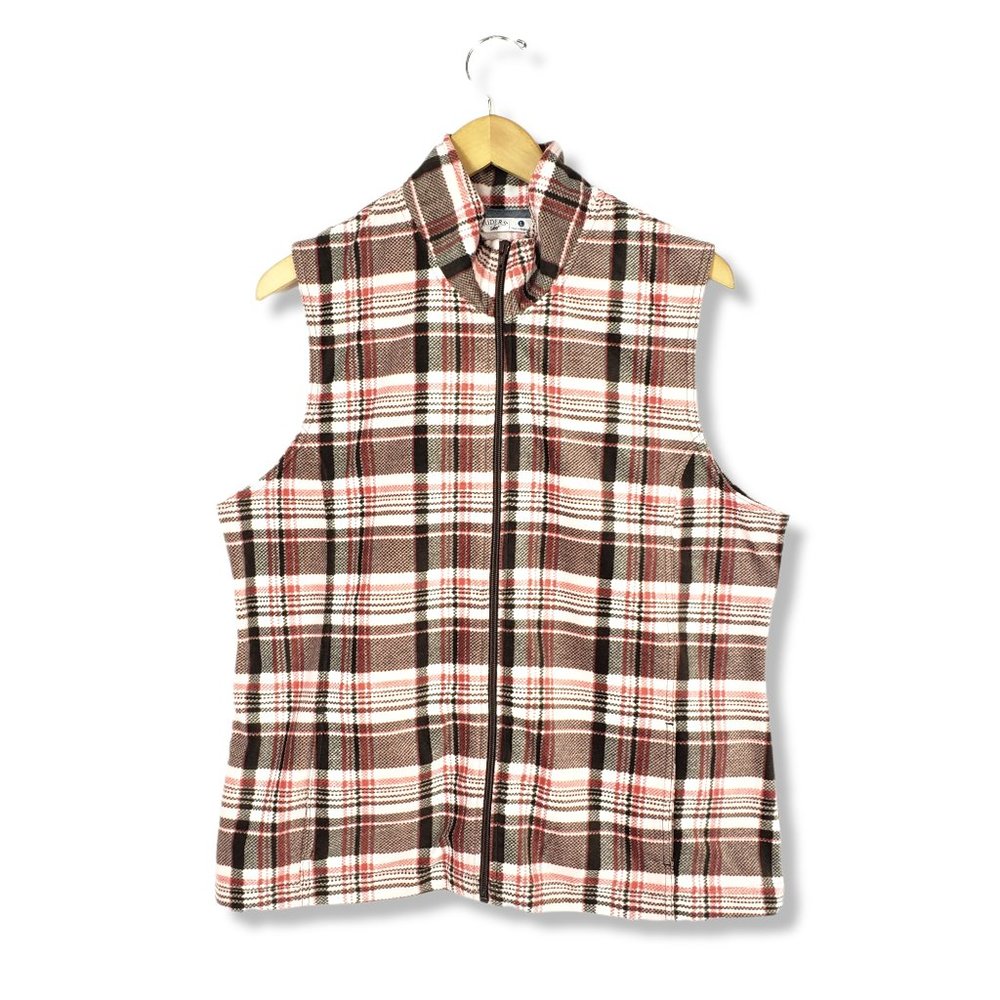 Riders by Lee Light-weight Plaid Fleece Vest Size Large - Picture 1 of 8